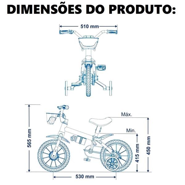 Imagem de Bike Infantil Princesas Aro 12 Meninas Rodinhas Cestinho Garrafinha Adesivos Nathor