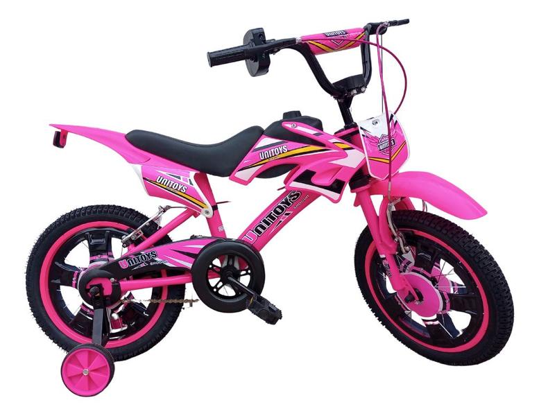 Imagem de Bike Moto Cross Rosa Bicicleta Infantil Aro 16 4 A 8 Anos