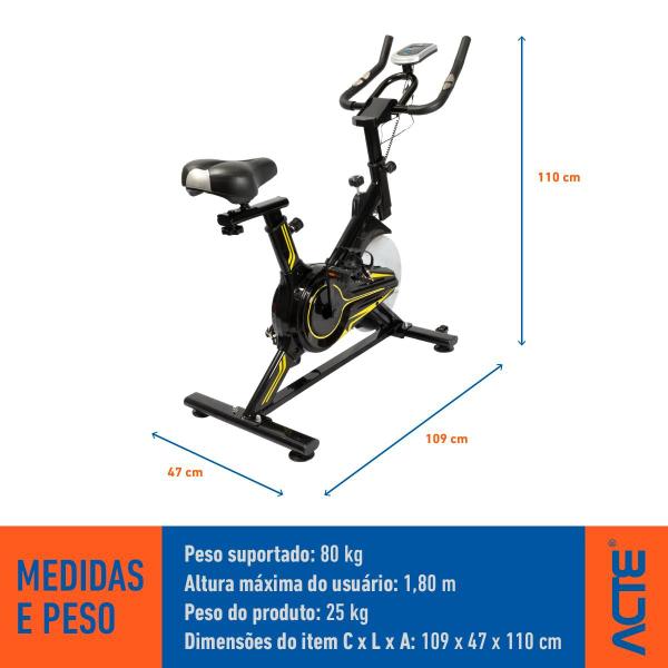 Imagem de Bike Spinning Ergometrica Aço e ABS Residencial E16 Acte