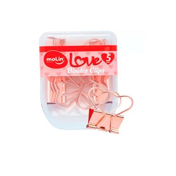 Imagem de Binder Clips Molin Love Rose Gold 25mm Com 05