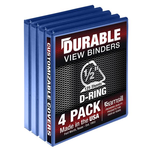 Imagem de Binder Samsill Durable 0,5 polegadas azul, pacote com 4, 125 páginas