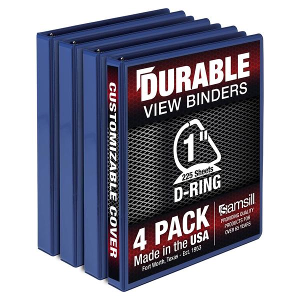 Binder Samsill Durable D Ring de 1 polegada azul, pacote com 4 Imagem de Binder Samsill Durable D Ring de 1 polegada azul, pacote com 4