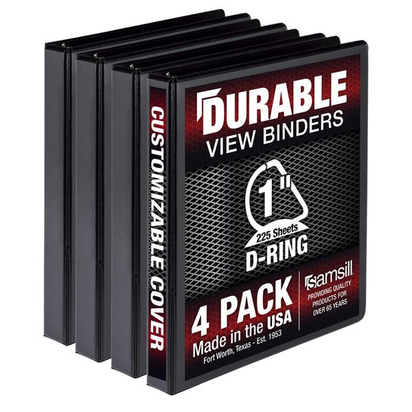 Binder Samsill Durable D Ring de 1 polegada, pacote com 4 unidades, preto Imagem de Binder Samsill Durable D Ring de 1 polegada, pacote com 4 unidades, preto