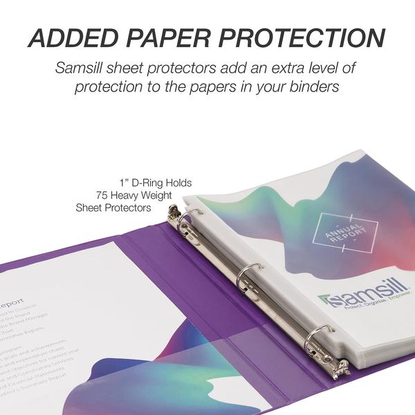 Imagem de Binder Samsill Durable de 1 polegada roxo, pacote com 4, 225 páginas