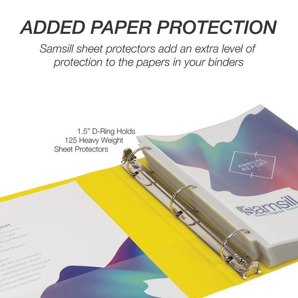 Imagem de Binder Samsill Durable de 1,5 polegadas, pacote com 4, amarelo, contém 350 páginas