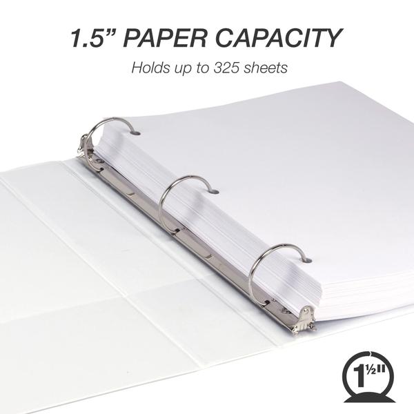 Imagem de Binder Samsill Economy de 1,5 polegadas, 3 anéis, branco, pacote com 6