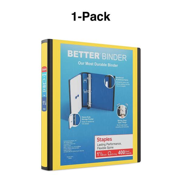 Imagem de Binder Staples 827605 Better D-Ring de 1,5 polegadas amarelo