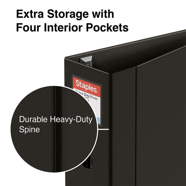 Imagem de Binder Staples Heavy Duty, 3 anéis, não visível, 5 polegadas, preto