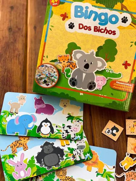 Imagem de Bingo dos bichos 52 peças jogo educativo