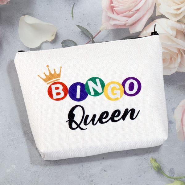 Imagem de Bingo Queen Makeup Bag Bingo Amante Presentes Engraçado Bingo Presentes Bingo Travel Bag Bingo Game Gifts (Bingo Queen Bag)