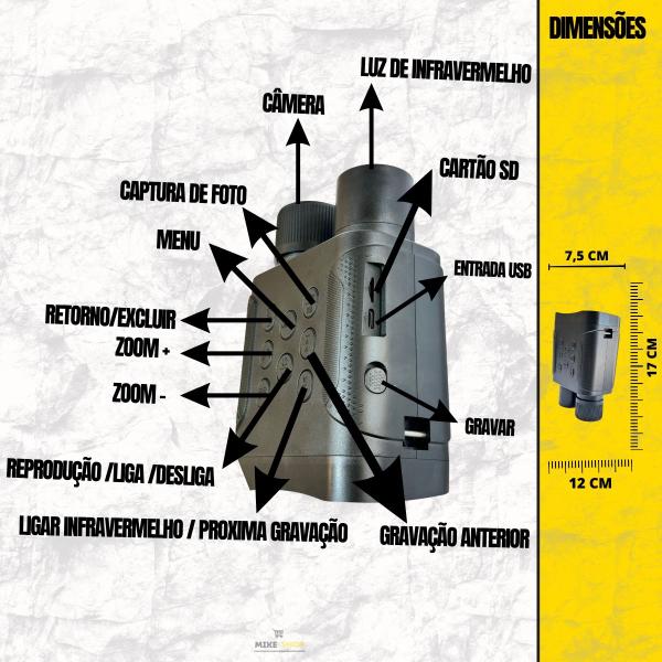 Imagem de Binôculo Profissional de Caça com Zoom Òptico e Digital 128gb