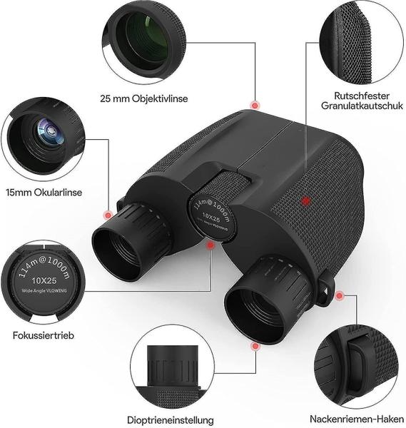 Imagem de Binóculos 10x25 HD à Prova d'Água para Crianças e Adultos - Com Visão Noturna e Lente FMC