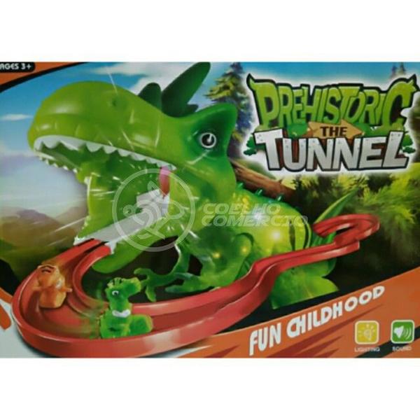 Imagem de Binquedo Pista Elevador Com Som E Luz Dinossauro Prehistoric The Tunnel - Verde