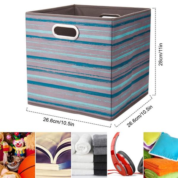 Imagem de Bins de armazenamento dobrável Bins Gray Organizer Bins Teal Pattern Printed Cubes Storage Boxes 10.5x10.5 x 11 In Cubes Inserts Foldable Fabric Storage Baskets Drawer for Cube Organizer Shelves,QY-SC12-6