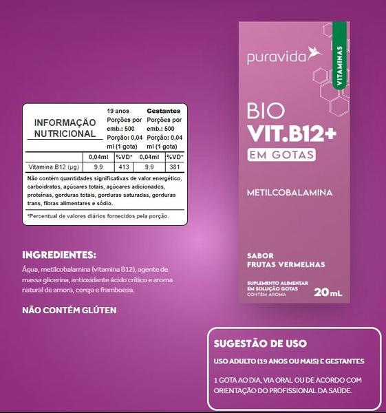 Imagem de Bio B12 - Metilcobalamina - 20ml - Pura Vida