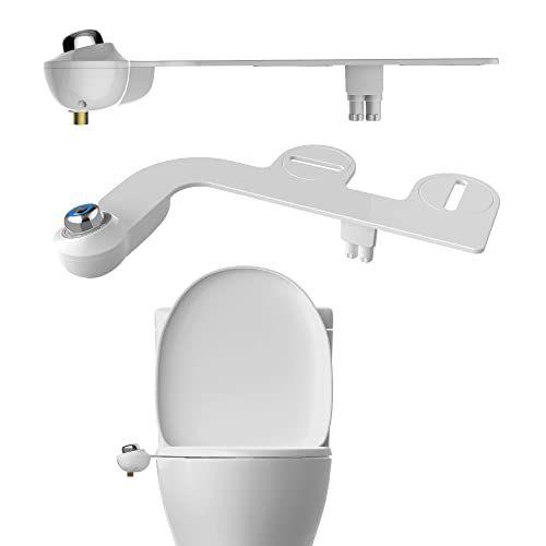 Imagem de Bio Bidet por Bemis SlimGlow Simples Bidet Toilet Attachment em Branco com Bocal Duplo, Spray de Água Doce, Não Elétrico, Fácil de Instalar, Entrada de Latão e Válvula Interna