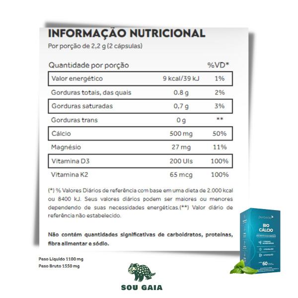 Bio Cálcio Marinho + Minerais Vitaminas D3 K2 Pura Vida Imagem de Bio Cálcio Marinho + Minerais Vitaminas D3 K2 Pura Vida