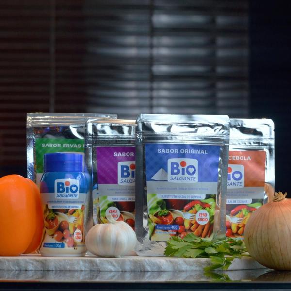 Imagem de Bio Salgante Sabores 40g + Pote 100g  Sal Zero Sódio