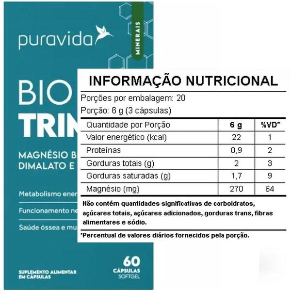 Imagem de Bio Trimag Magnésio Bisglicinato Puravida 60 Cápsulas