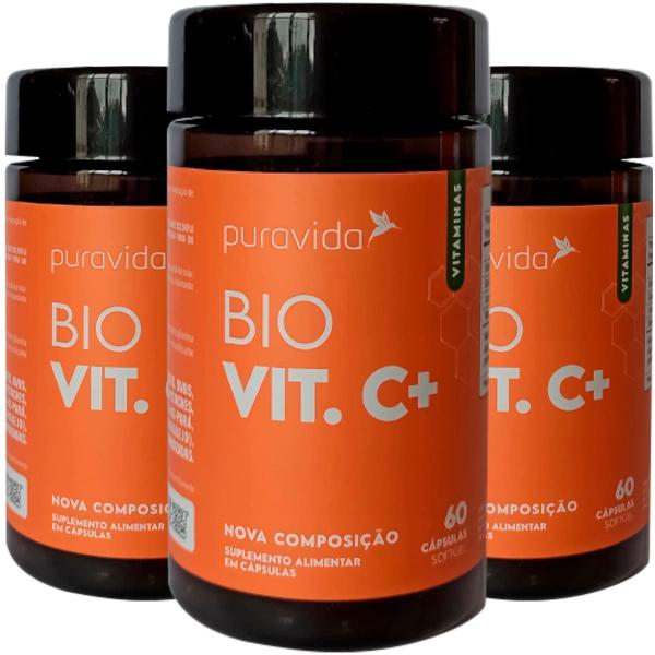 Imagem de Bio Vitamina C 3 x 60 Cápsulas Puravida