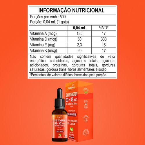 Imagem de Biogens kit 2x bio synergy d3+k2 mk-7 20ml