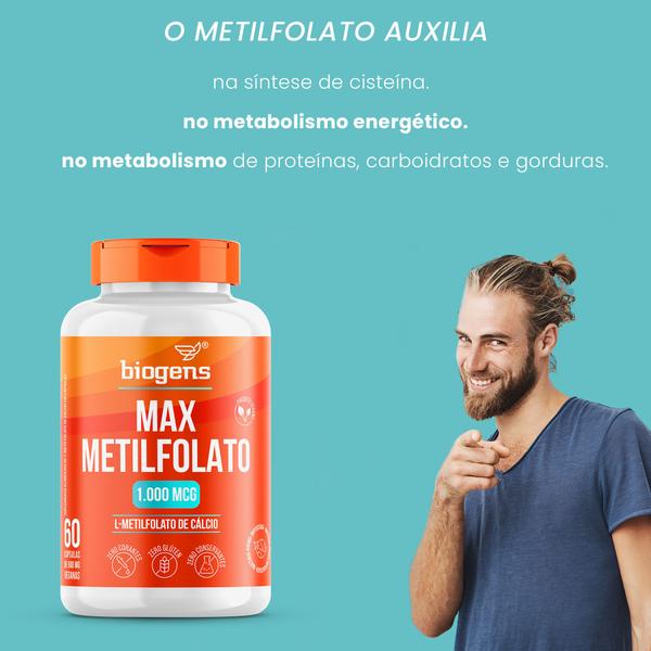 Biogens kit 3x max metilfolato 1000mcg 60 caps Imagem de Biogens kit 3x max metilfolato 1000mcg 60 caps