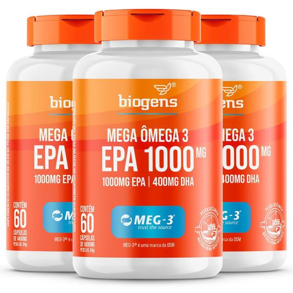 Imagem de Biogens kit 3x mega ômega 3 epa 1000 meg-3 60 caps