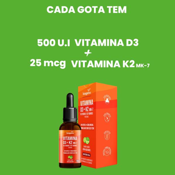 Imagem de Biogens kit 3x vitamina d3 2000ui + k2 mk7 100mcg limão 20ml