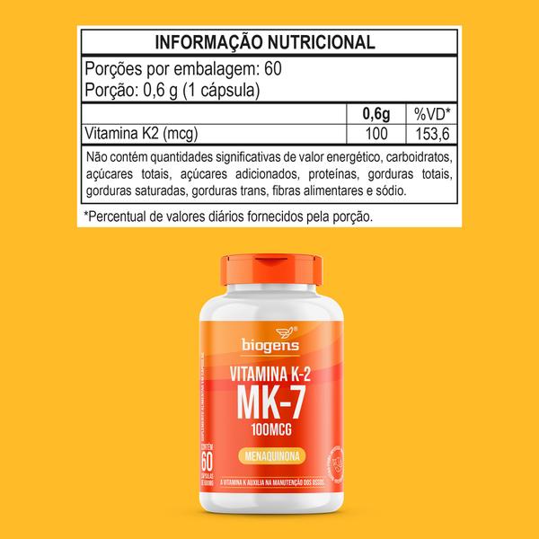 Imagem de Biogens kit 4x vitamina k2 mk-7, 60 cápsulas, 100mcg, mk7