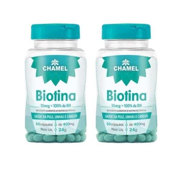 Imagem de Biotina 30mcg      60 cápsulas de 400mg CHAMEL    2 Frascos