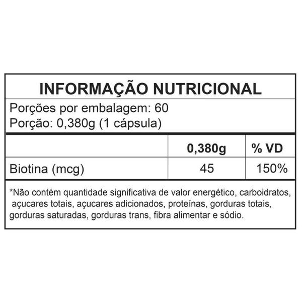 Imagem de Biotina 45mcg 150 IDR Cabelos Unhas Firmeza e Crescimento 60 Cápsulas Fitoprime