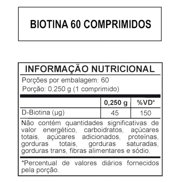 Imagem de Biotina 45mcg 60 Comprimidos - Arte Nativa, Suplemento Alimentar para Cabelo e Pele