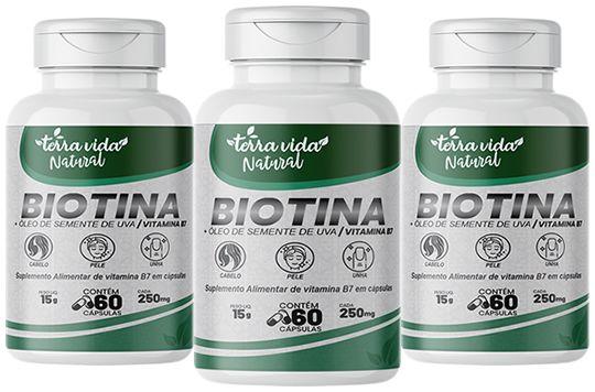 Imagem de Biotina Com Óleo de uva Vitaminas para cabelo, pele e unhas 3 POTES