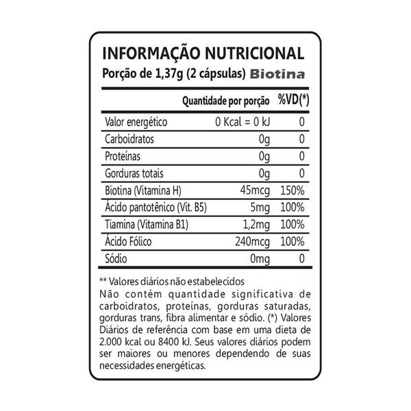 Imagem de Biotina Pantotenato de Cálcio e Vitaminas Maxinutri 60 Caps