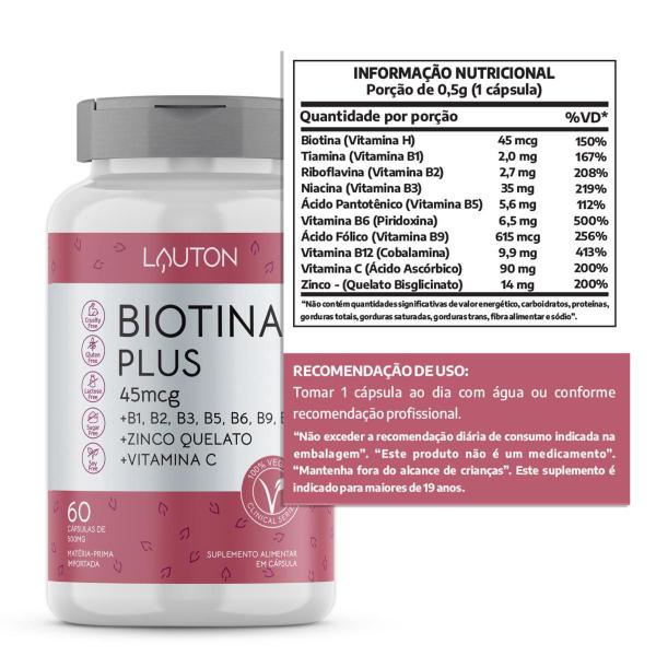 Imagem de Biotina Premium Com Vitaminas B + C + Zinco - 60 Capsulas