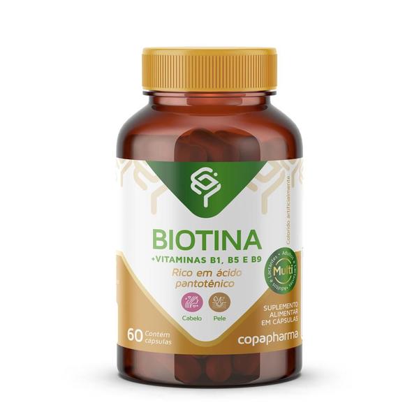 Imagem de Biotina Vitaminas B1 B5 B9 Ácido Folico Cabelo Unhas 60 caps