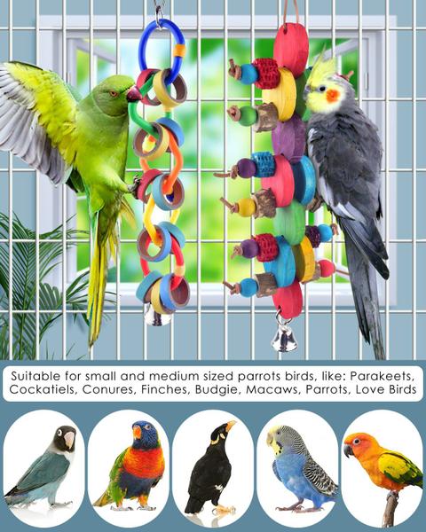Bird Chew Toys Bissap Multicolor Bagel Cascade, 2 unidades Imagem de Bird Chew Toys Bissap Multicolor Bagel Cascade, 2 unidades