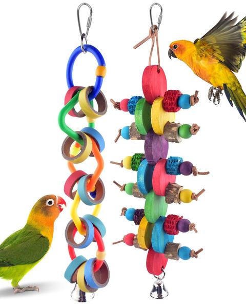 Bird Chew Toys Bissap Multicolor Bagel Cascade, 2 unidades Imagem de Bird Chew Toys Bissap Multicolor Bagel Cascade, 2 unidades