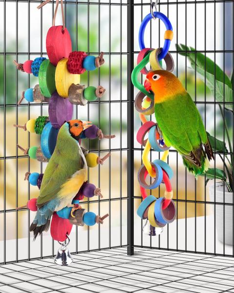 Bird Chew Toys Bissap Multicolor Bagel Cascade, 2 unidades Imagem de Bird Chew Toys Bissap Multicolor Bagel Cascade, 2 unidades