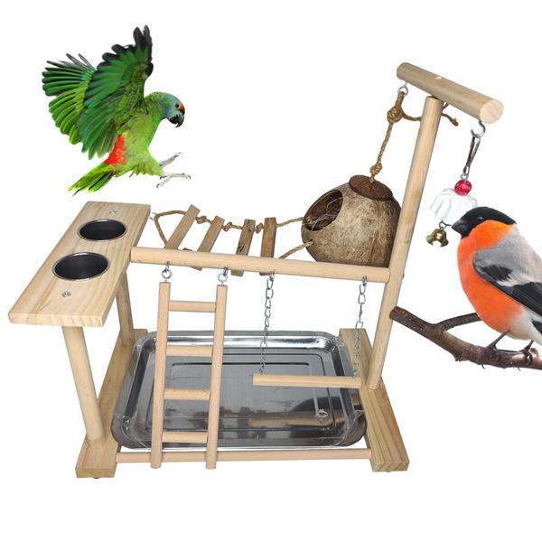 Imagem de Bird Playground Hamiledyi Parrots com poleiro e brinquedos