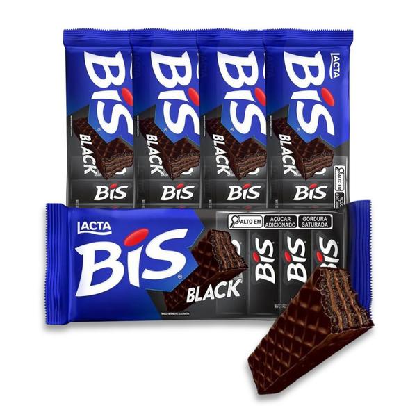Bis Black Chocolate Lacta Kit 5 Caixas com 16 unidades Imagem de Bis Black Chocolate Lacta Kit 5 Caixas com 16 unidades