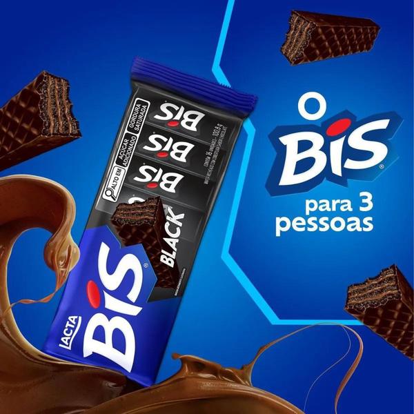 Bis Black Chocolate Lacta Kit 5 Caixas com 16 unidades Imagem de Bis Black Chocolate Lacta Kit 5 Caixas com 16 unidades