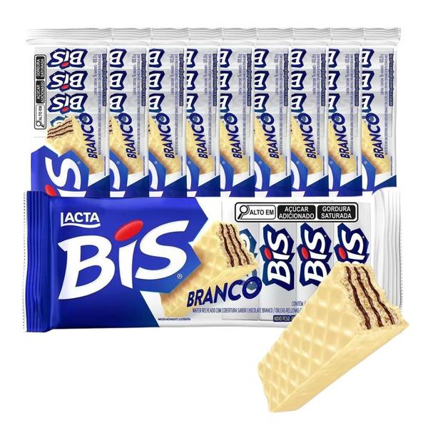 Imagem de Bis Chocolate Branco Lacta Kit 10 Caixas com 16 unidades