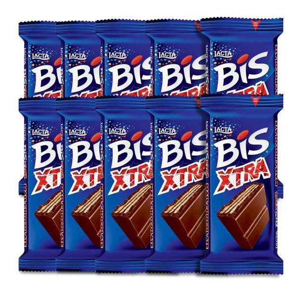 Bis Xtra Ao Leite Lacta Kit Com 10 Unidades De 45G Imagem de Bis Xtra Ao Leite Lacta Kit Com 10 Unidades De 45G