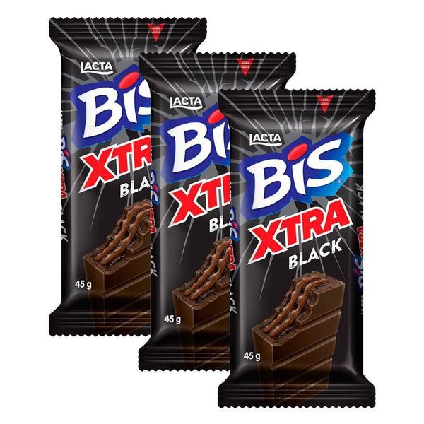 Imagem de Bis Xtra Black Lacta Kit 3 Unidades De 45G