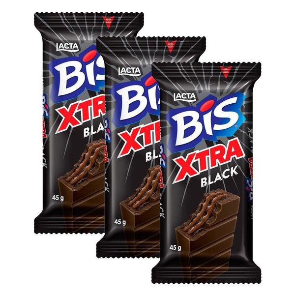 Bis Xtra Black Lacta Kit 3 Unidades De 45G Imagem de Bis Xtra Black Lacta Kit 3 Unidades De 45G