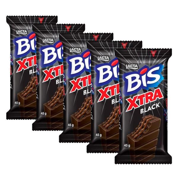 Bis Xtra Black Lacta Kit 5 Unidades De 45G Imagem de Bis Xtra Black Lacta Kit 5 Unidades De 45G