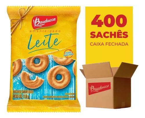 Imagem de Biscoito Amanteigado Leite Bauducco Sachê 11,8g (400un) - Caixa Fechada