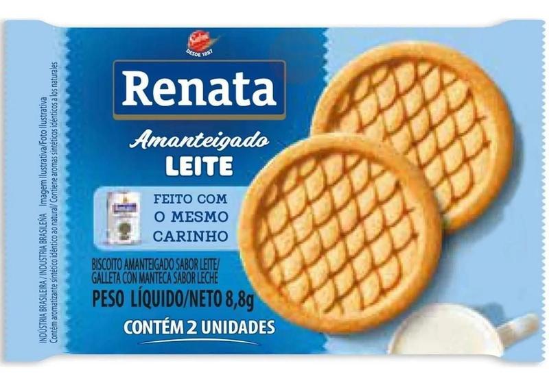 Imagem de Biscoito Amanteigado Leite Sachê Renata Pacote C/70 Sachês