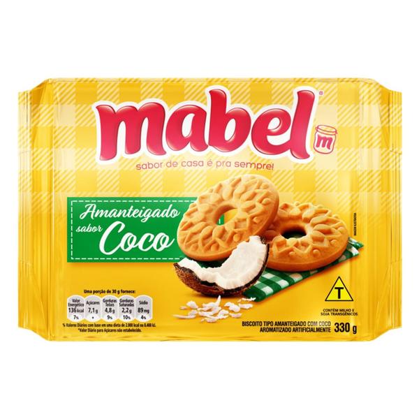 Imagem de Biscoito Amanteigado Mabel 330g Sabor coco